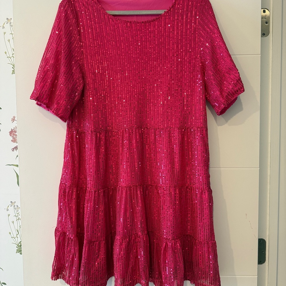 Pink Puff Sleeve Mini Sundress for Wedding Guest